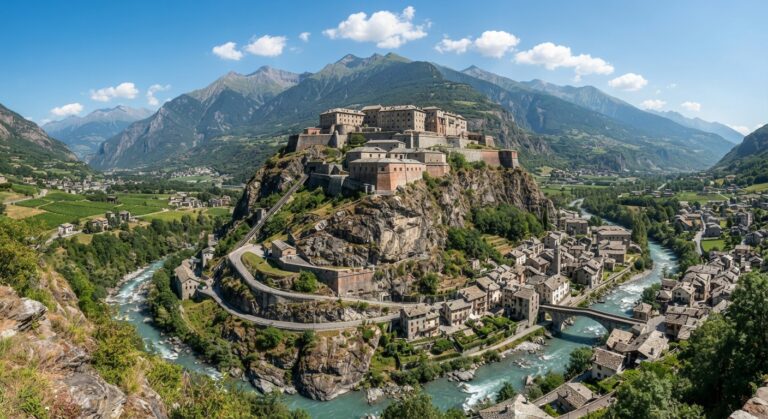Panorama del Forte di Bard – immagine illustrativa generata con AI